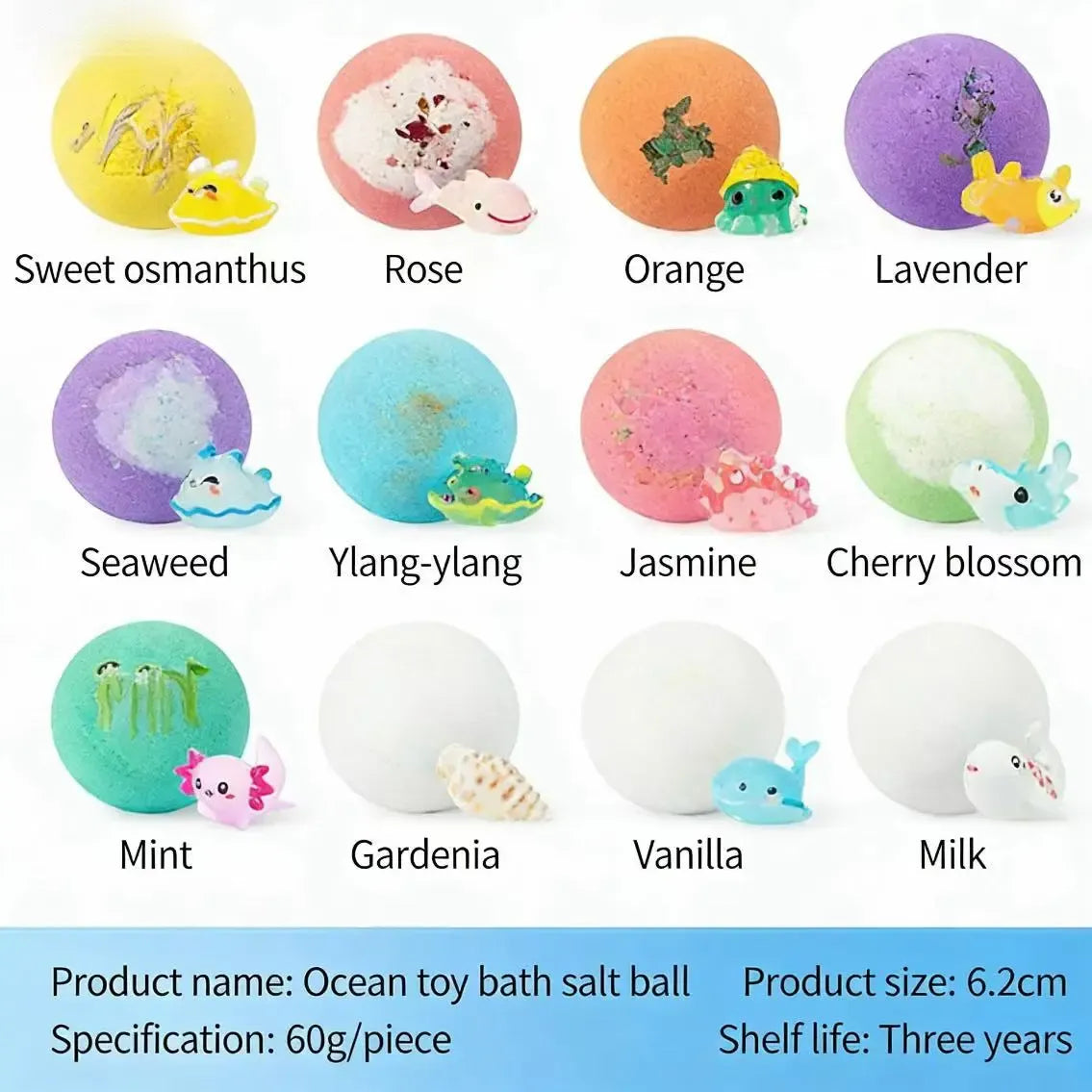 12-Pack Kids Bath Bombs with Surprise Spring Toys Inside