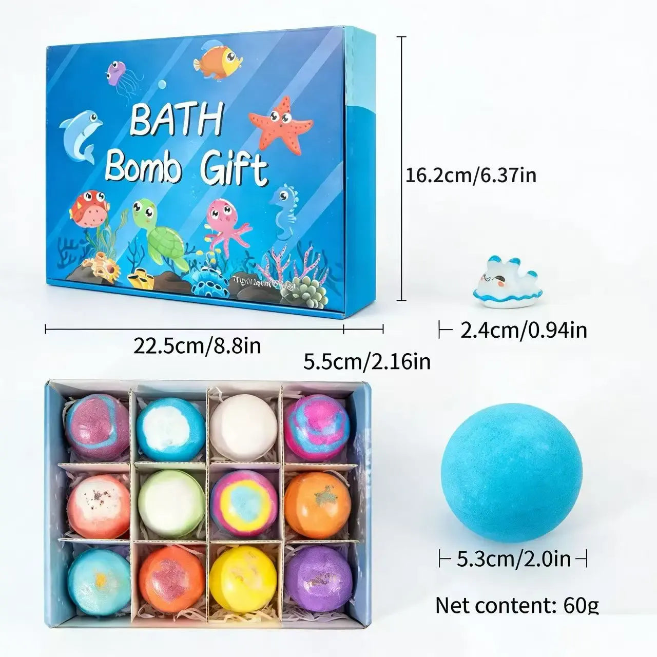 12-Pack Kids Bath Bombs with Surprise Spring Toys Inside