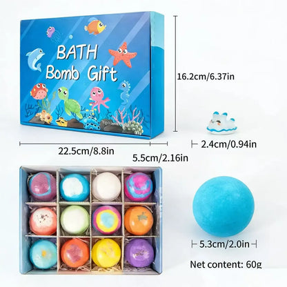 12-Pack Kids Bath Bombs with Surprise Spring Toys Inside