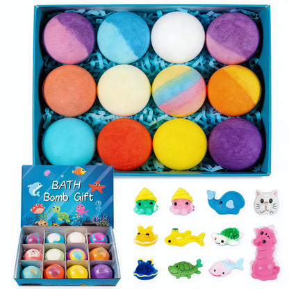 12-Pack Kids Bath Bombs with Surprise Spring Toys Inside